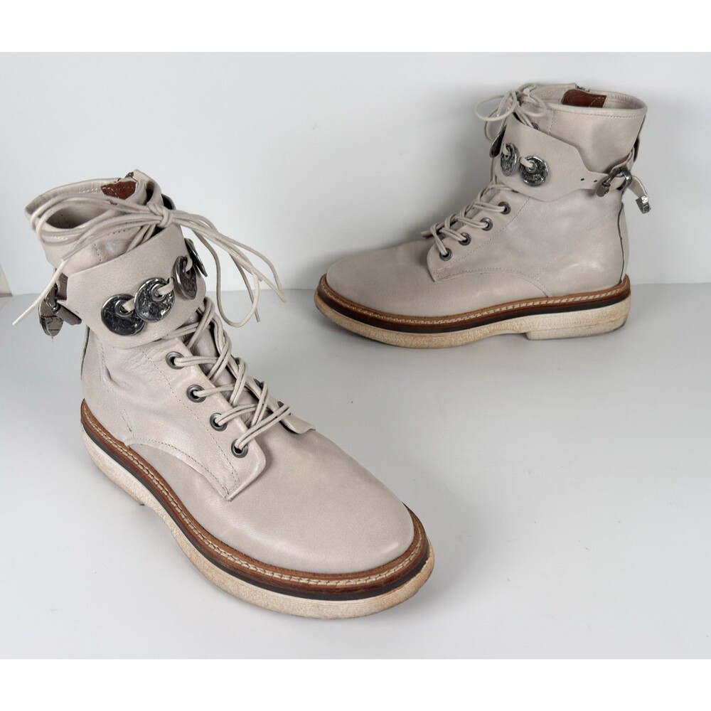 A.S. 98 Idle White Women's Leather Combat Boots Size EU 39 US 9 $420